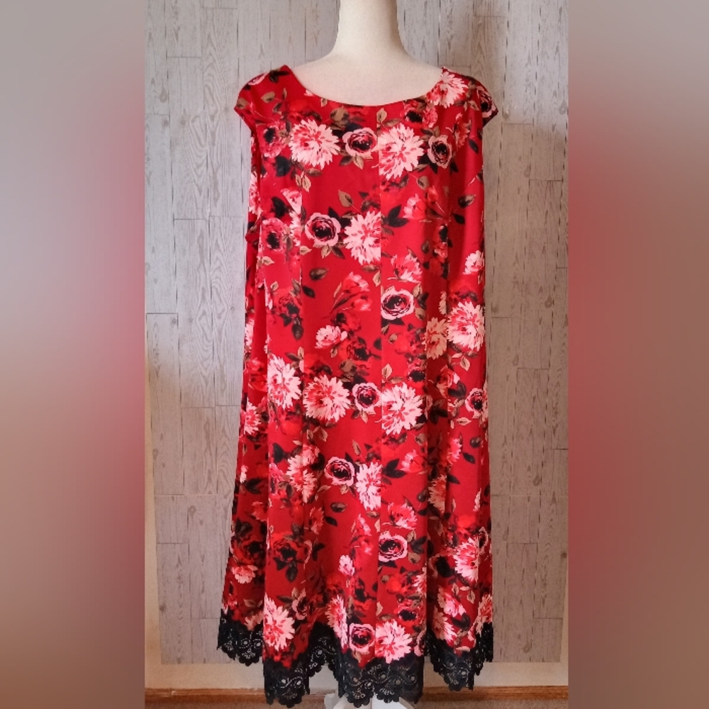 Roz & Ali Floral Roses Midi Dress Women's Size 22/24